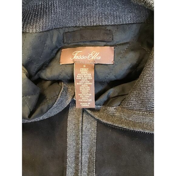 Tasso Elba Mens Faux Suede Knit Sweater/ Bomber Jacket Sz.Small Black NWT - Picture 8 of 10